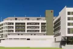 Vista lateral da fachada com marca Adore e dois blocos de apartamentos — Adore Canasvieiras em Canasvieiras, Florianópolis