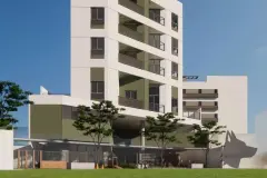Vista da fachada lateral com jardins e estacionamento — Adore Canasvieiras em Canasvieiras, Florianópolis