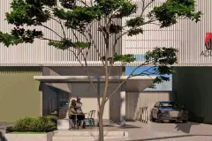 Entrada com portaria, árvore, banco e vaga de garagem à direita — Adore Canasvieiras em Canasvieiras, Florianópolis