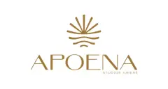Logotipo do empreendimento Apoena Studios Jurerê em dourado sobre fundo branco — Apoena Studios em Jurerê, Florianópolis
