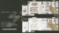 Planta baixa do apartamento garden 2 dormitórios com suíte, dormitório, sala/cozinha de 32,20 m² e garden de 14,51 m² — Cacupé 4 Náutico Residence em Cacupé, Florianópolis
