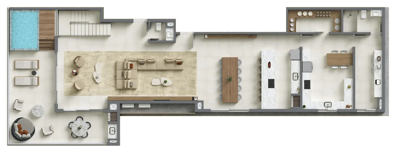 Planta baixa 4 Suítes do D/Season Residence Club em João Paulo, Florianópolis — 432 m² privativos, em lançamento na planta