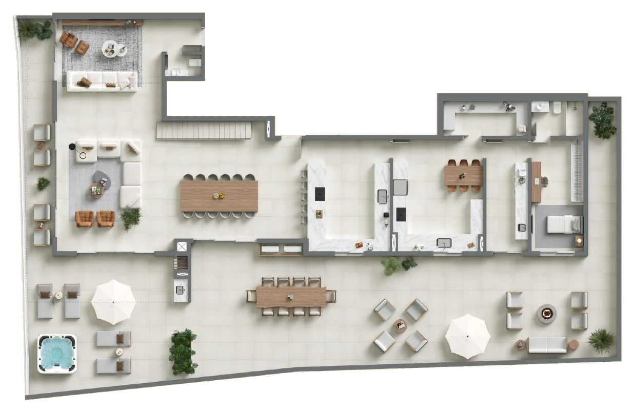 Planta baixa 4 Suítes do D/Season Residence Club em João Paulo, Florianópolis — 652 m² privativos, em lançamento na planta