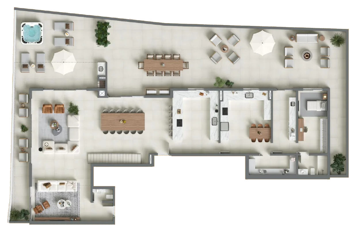 Planta baixa 4 Suítes do D/Season Residence Club em João Paulo, Florianópolis — 675 m² privativos, em lançamento na planta
