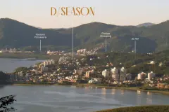 Mapa de localização aéreo do D/Season em João Paulo identificando Passeio Primavera, Floripa Shopping e SC-401 — D/Season Residence Club em João Paulo, Florianópolis