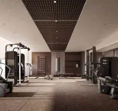 Perspectiva da academia do Djalma 64 com equipamentos de musculação, ângulo lateral — Djalma 64 em Centro, Florianópolis