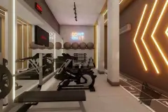 Academia fitness com bicicletas, esteiras, espelhos, bolas e letreiro neon Don't Quit — Easy Studios em Centro, Florianópolis