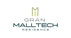Logotipo Gran Malltech Residence com símbolo M e detalhe verde-amarelo em fundo branco — Gran Malltech Residence em Vargem Grande, Florianópolis