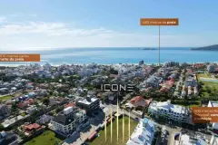Vista aérea da localização do empreendimento em Ingleses, a 450 metros da praia de Ingleses — Icone Residence em Ingleses, Florianópolis