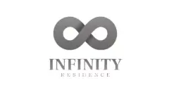 Logotipo do Infinity Residence com símbolo do infinito em metalizado sobre fundo branco — Infinity Residence em Ingleses, Florianópolis