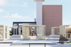Perspectiva da área de spa e piscinas ao ar livre do Maldivas Spa Urbano com quiosques de madeira — Maldivas SPA Urbano em Ingleses, Florianópolis