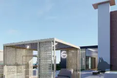 Perspectiva do deck com pergolado externo do Maldivas Spa Urbano — ângulo alternativo — Maldivas SPA Urbano em Ingleses, Florianópolis