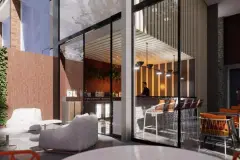 Perspectiva da piscina tipo praia com palmeiras e edificação ao fundo do Maldivas Spa Urbano — Maldivas SPA Urbano em Ingleses, Florianópolis