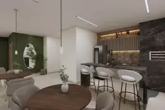 Fachada frontal do empreendimento com letreiro Maranello Residence, Studio Pilates no térreo e jardim — Maranello Residence em Balneário, Florianópolis