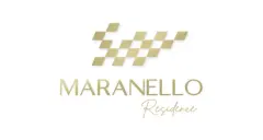 Fachada frontal do edifício com jardim na calçada, logotipo Maranello Residence visível no térreo — Maranello Residence em Balneário, Florianópolis