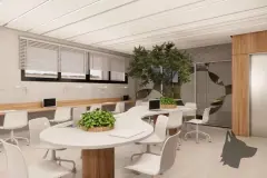 Área comum panorâmica com coworking, lounge, lavanderia e sala MaxStudios integrados — Max Studios 45 em João Paulo, Florianópolis