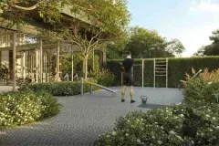 academia ao ar livre barras kettlebell jardim academia interna vidro ao fundo — Natus em Ponta das Canas, Florianópolis