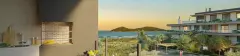 varanda gourmet churrasqueira embutida tijolinho vista panorâmica mar praia ilha entardecer fachada — Nautic Campeche Fase 2 em Campeche, Florianópolis
