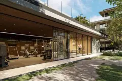 academia paredes vidro aparelhos musculação pessoa dentro jardim pérgola ao fundo — Nautic Campeche em Campeche, Florianópolis