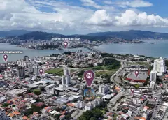 mapa aéreo localização alternativo Estreito pins Beiramar Exército Policlínica Supermercado Padaria Peixaria Petshop Neo Continente — Neo Continente em Estreito, Florianópolis