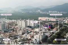 mapa aéreo localização Trindade pins av. Madre Benvenuta Vila Romana Shopping Trindade Hospital Universitário Next — Next Trindade em Trindade, Florianópolis