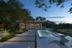 piscina noturna deck grama redes espreguiçadeiras salão gourmet vegetação ângulo alternativo — Oazys em Santo Antônio de Lisboa, Florianópolis
