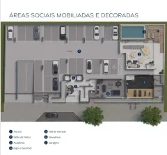 planta baixa área social mobiliada piscina salão festas academia gourmet hall elevadores garagem — Oceanic Residence em Ingleses, Florianópolis