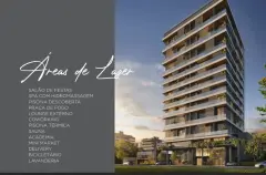 fachada render ângulo lateral pôr-do-sol lista áreas lazer salão festas spa hidromassagem piscina lounge coworking sauna academia mini market bicicletário lavanderia — Opus em Agronômica, Florianópolis