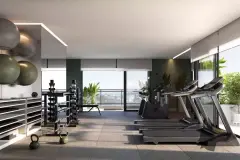 academia equipamentos musculação halteres kettlebell esteiras bicicleta bolas pilates janelas vista — Opus One em Cachoeira do Bom Jesus, Florianópolis