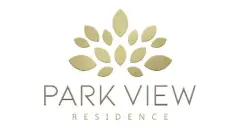 logotipo Park View Residence tipografia dourada flor pétalas douradas fundo branco — Park View Residence em Coqueiros, Florianópolis