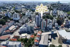 vista aérea drone bairro Coqueiros centro Florianópolis logo Park View Residence localização ângulo alternativo — Park View Residence em Coqueiros, Florianópolis