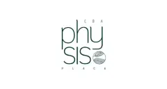 logotipo Physis Place CBA tipografia verde escuro folha circular fundo branco — Physis Place em Centro, Florianópolis