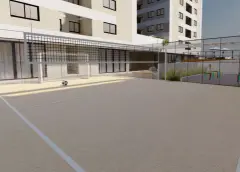 Quadra esportiva poliesportiva com traves de gol — Recanto dos Corais em Abraão, Florianópolis