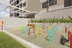 Pet place com obstáculos coloridos para cães e jardim com agave — Recanto dos Corais em Abraão, Florianópolis