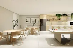 perspectiva ilustrativa spa sala massagem banheira hidromassagem mesa tratamento roupão LED iluminação indireta janela — Residencial Armazém Vieira em Saco dos Limões, Florianópolis