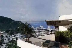 Varanda de cobertura com vista para o morro verde, mar e bairro residencial ao fundo — Saint Humbert II em Ingleses, Florianópolis