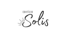 Logotipo Edifício Solis em caligrafia com raios de sol sobre fundo branco — Solis em Ingleses, Florianópolis